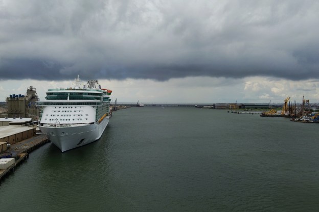 View from the Carnival Breeze at Galveston Port Sail Away